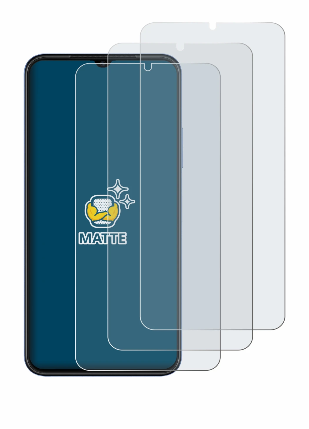 Image of the device Huawei Nova Y61 with a wide variety of screen protectors.