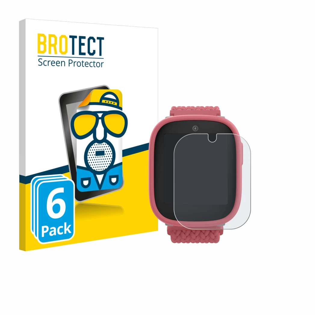 Front side of a product packaging with the brand logo BROTECT. Next to it is the device Xplora X6 Play 2025 (2nd generation) s