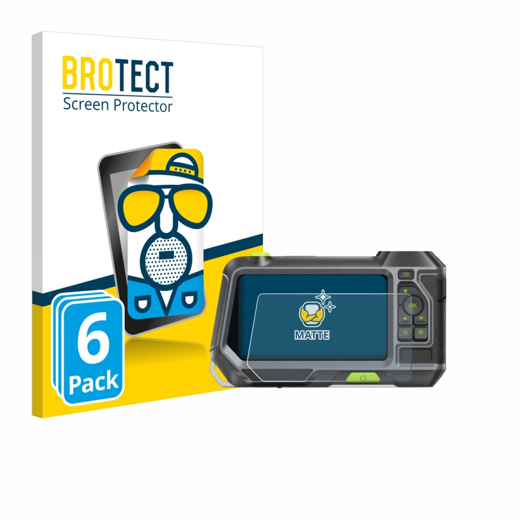 Front side of a product packaging with the brand logo BROTECT. Next to it is the device Teslong NTS500 shown with the correspo