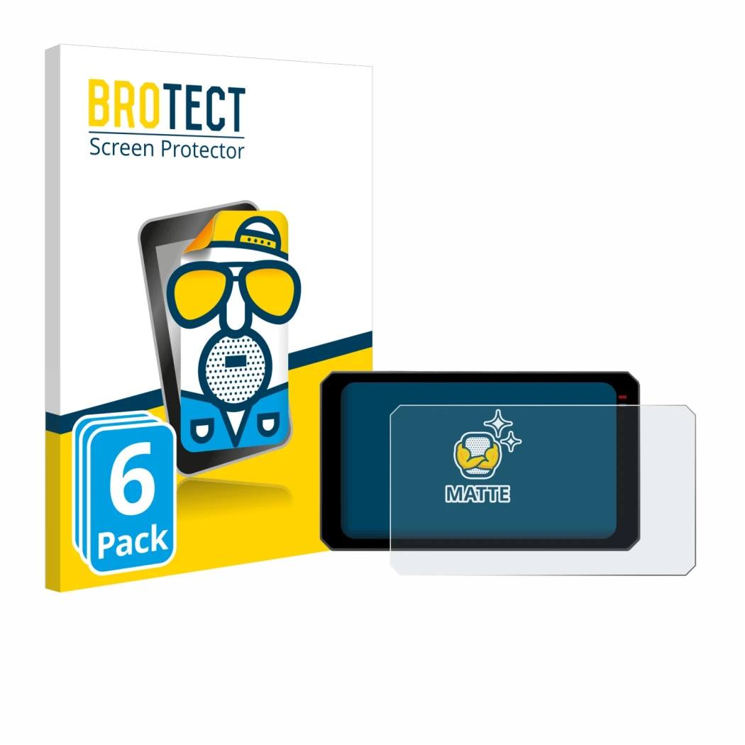 Front side of a product packaging with the brand logo BROTECT. Next to it is the device Chigee AIO-6 Max shown with the corres