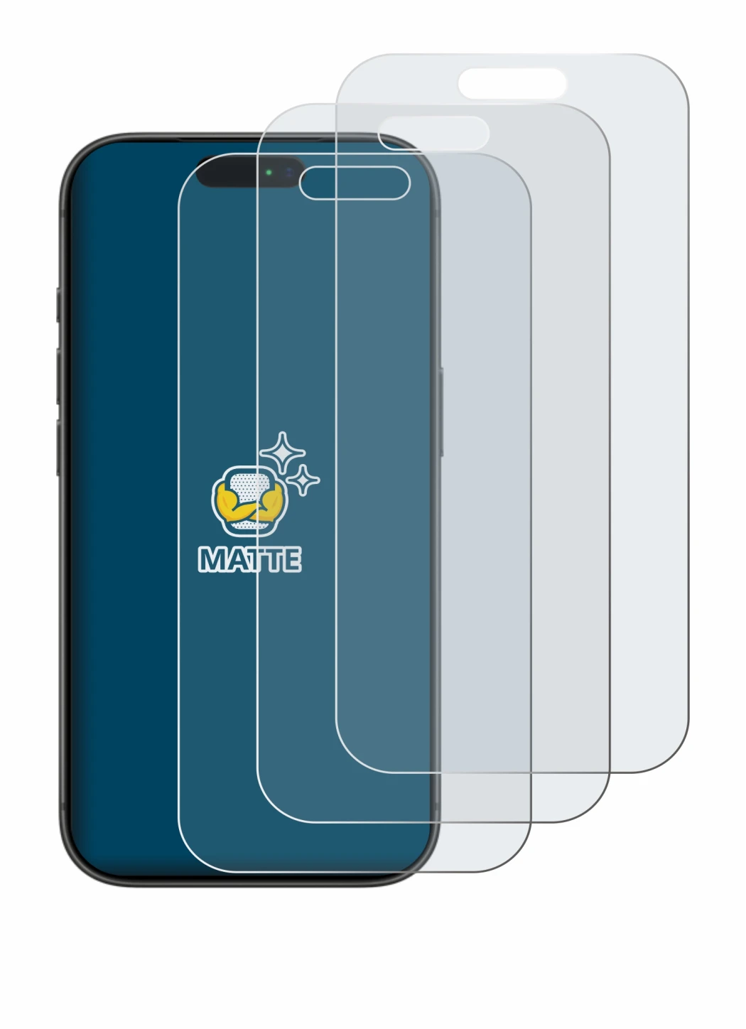 Image of the device Apple iPhone 17 Pro with a wide variety of screen protectors.