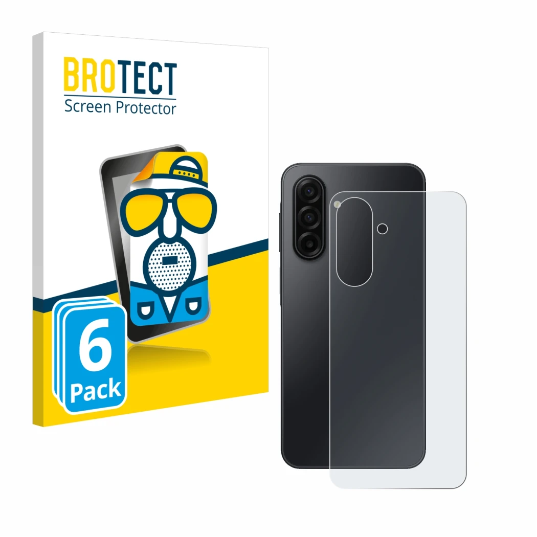 Front side of a product packaging with the brand logo BROTECT. Next to it is the device Samsung Galaxy A17 5G (Back) shown wit