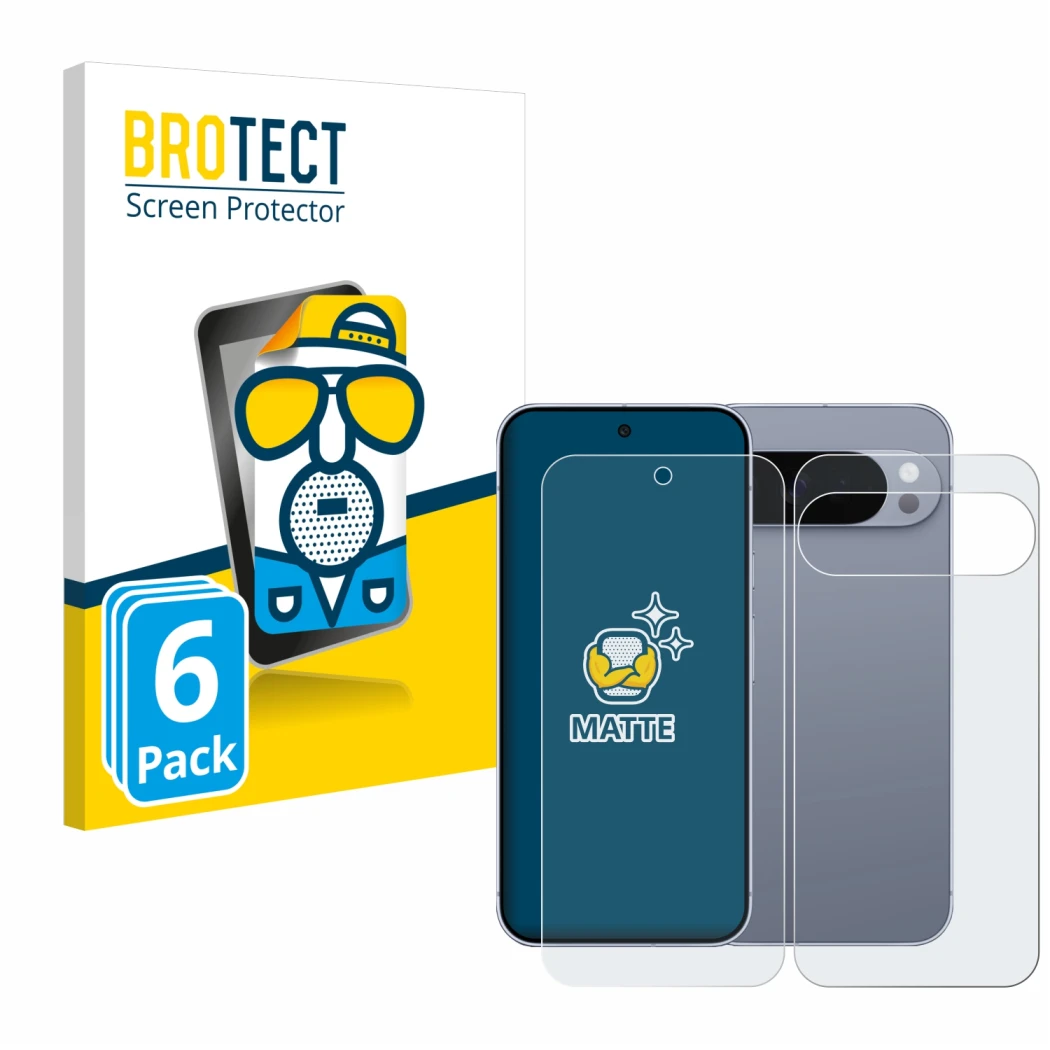 Front side of a product packaging with the brand logo BROTECT. Next to it is the device Google Pixel 10 Pro XL (Front+Back) sh