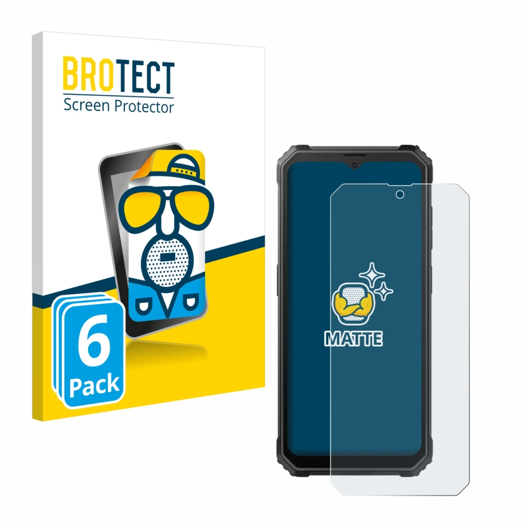 Front side of a product packaging with the brand logo BROTECT. Next to it is the device Blackview BV4800 SE shown with the cor