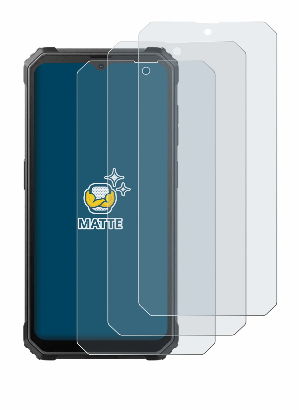 Image of the device Blackview BV4800 SE with a wide variety of screen protectors.