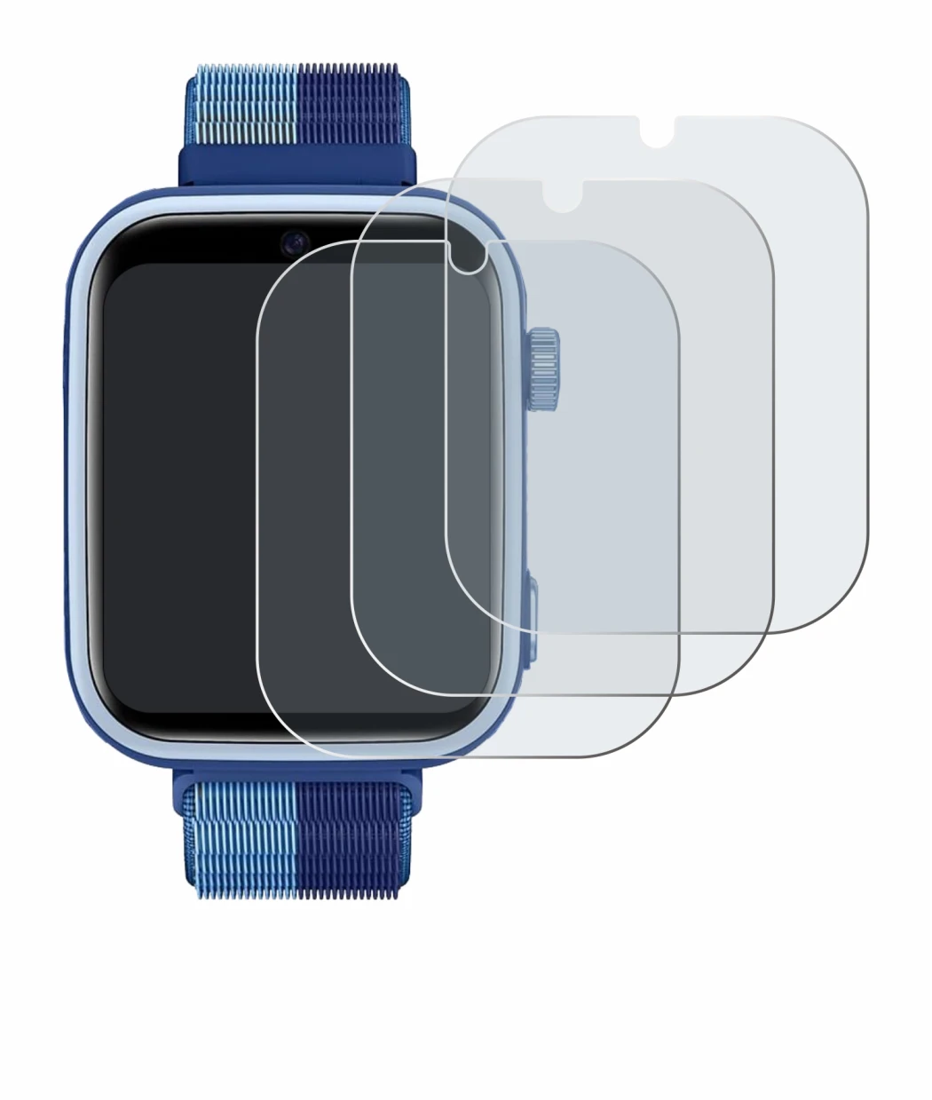 Image of the device JoJoego 4G Smartwatch kids with a wide variety of screen protectors.