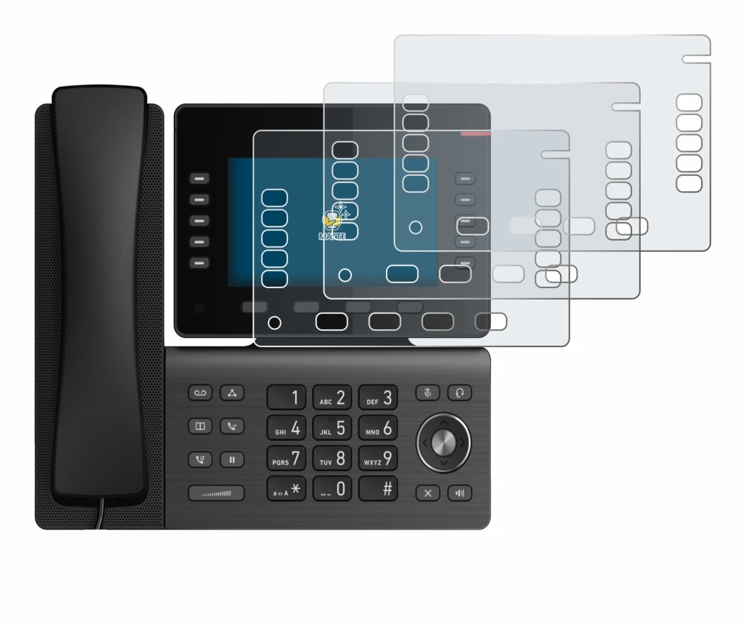 Image of the device Snom D865 with a wide variety of screen protectors.