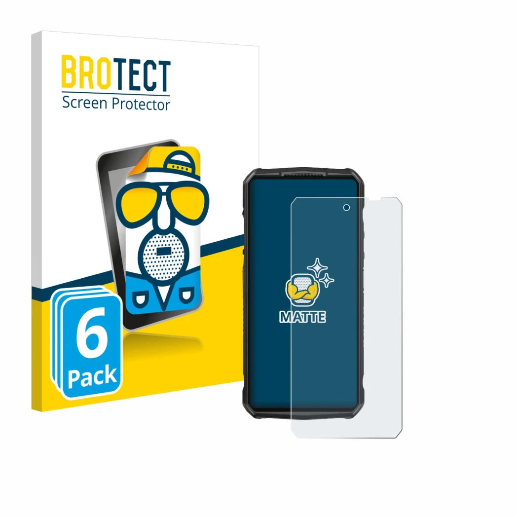 Front side of a product packaging with the brand logo BROTECT. Next to it is the device Ulefone 29 pro shown with the correspo
