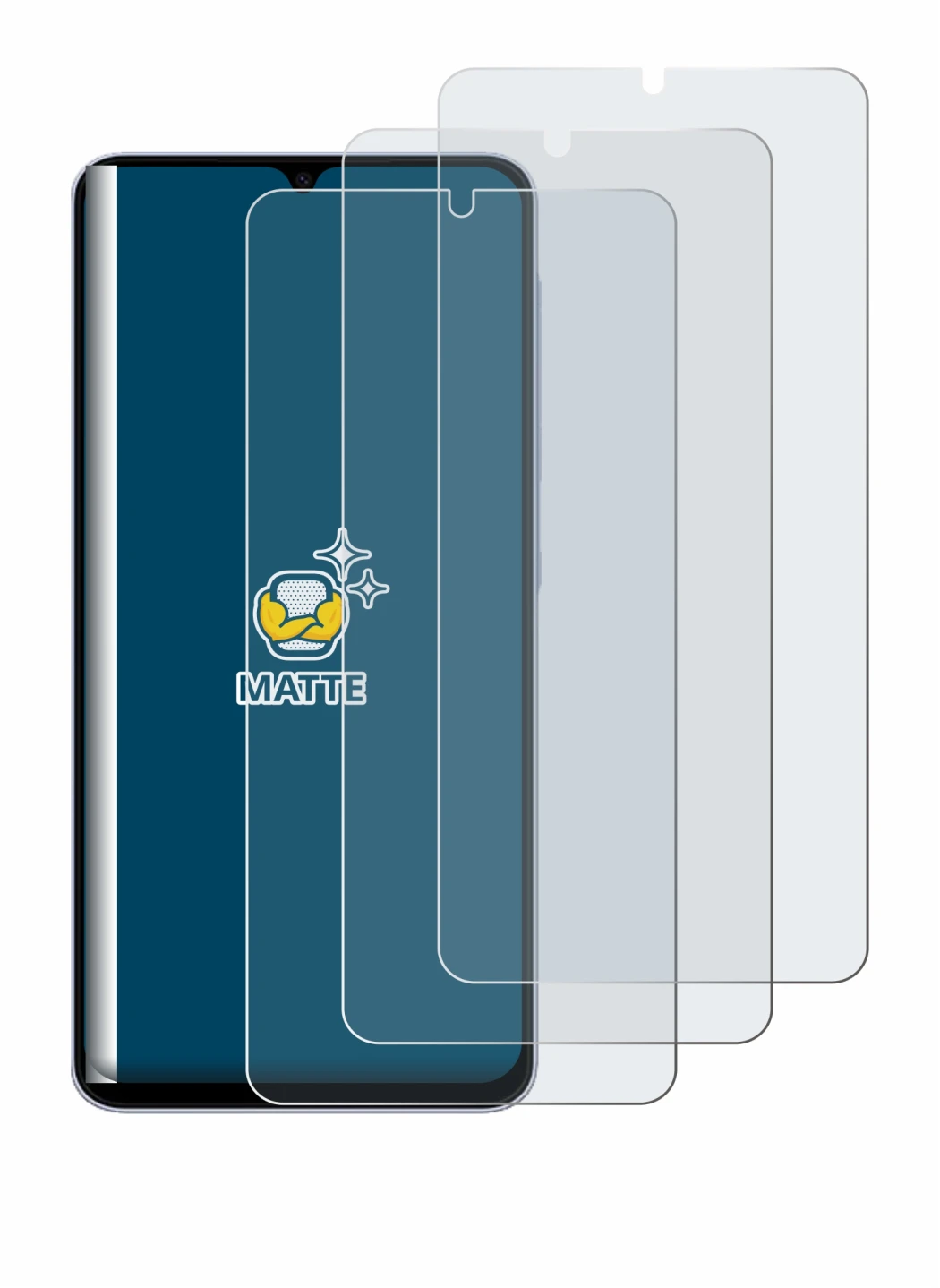 Image of the device Samsung Galaxy A07 with a wide variety of screen protectors.