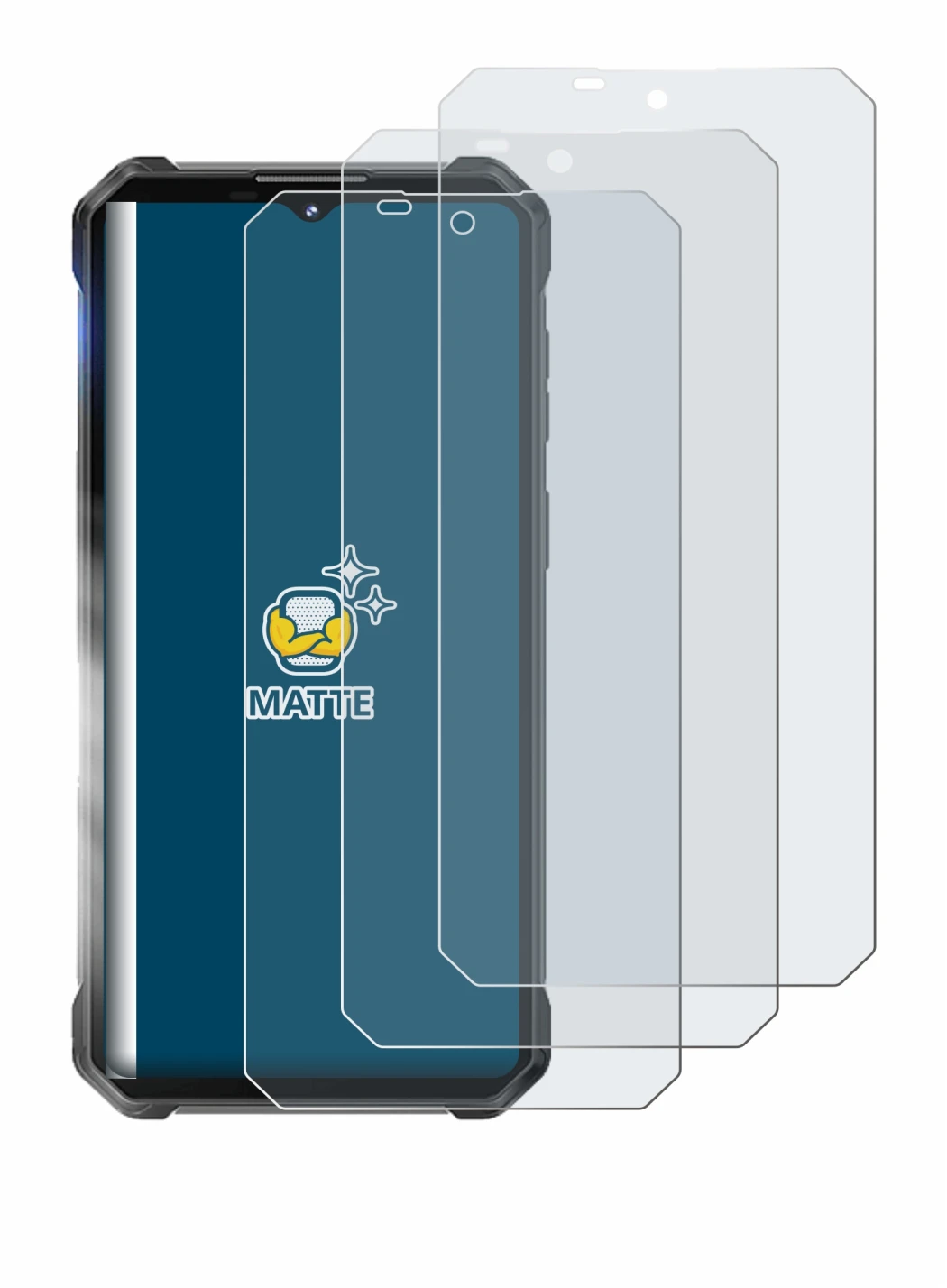 Image of the device Oukitel WP53 Pro with a wide variety of screen protectors.