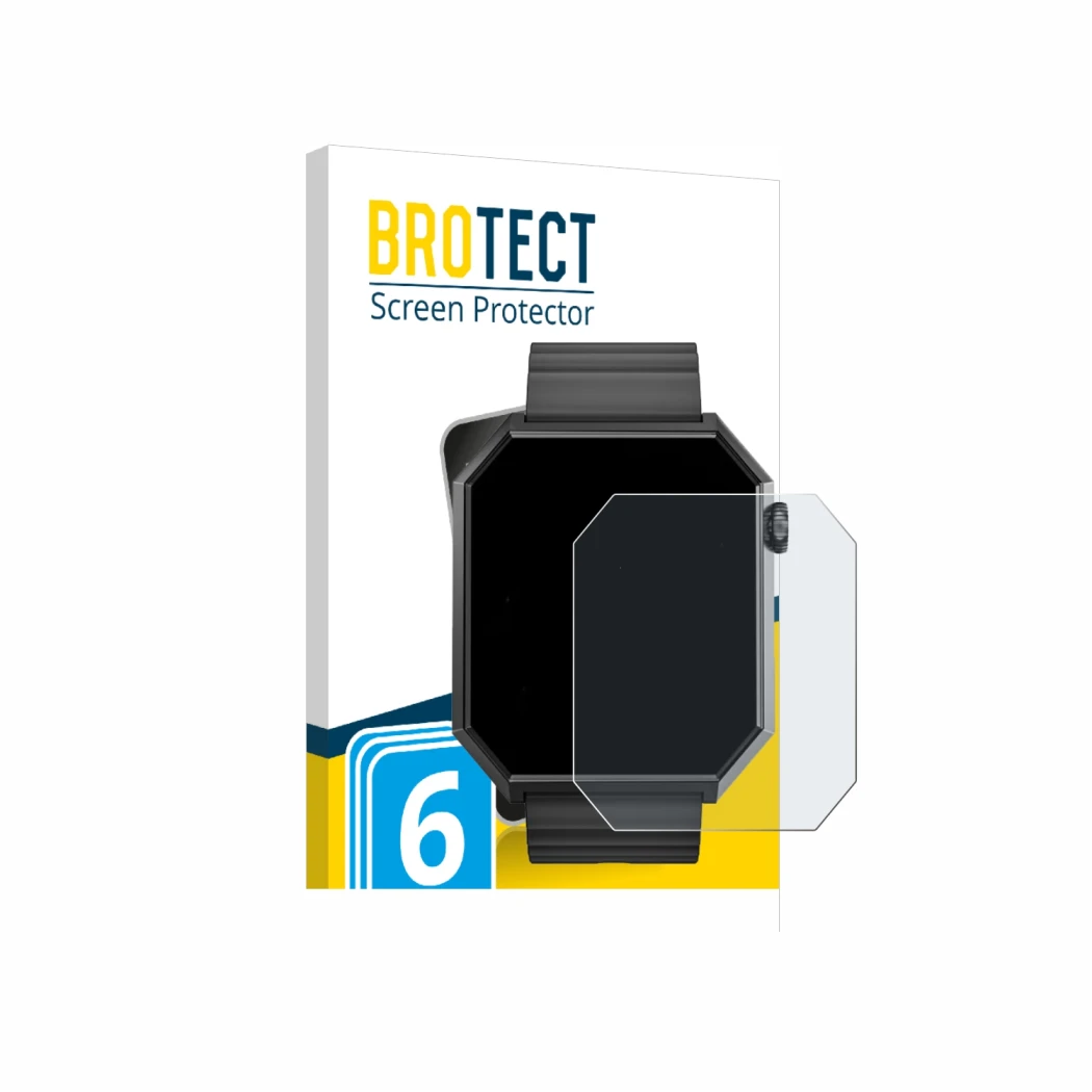 Front side of a product packaging with the brand logo BROTECT. Next to it is the device Rollme Edge shown with the correspondi
