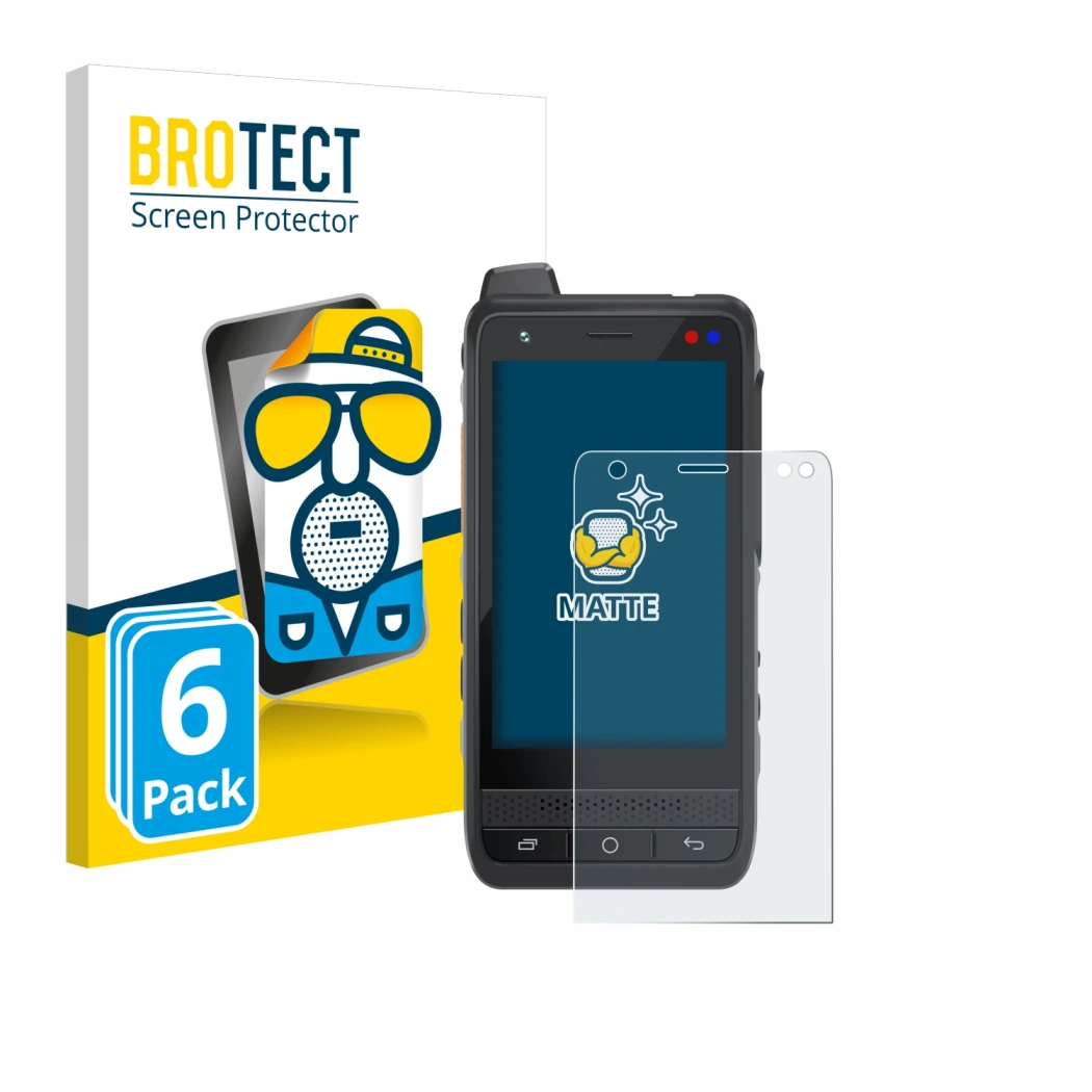 Front side of a product packaging with the brand logo BROTECT. Next to it is the device Uniwa F400 shown with the correspondin