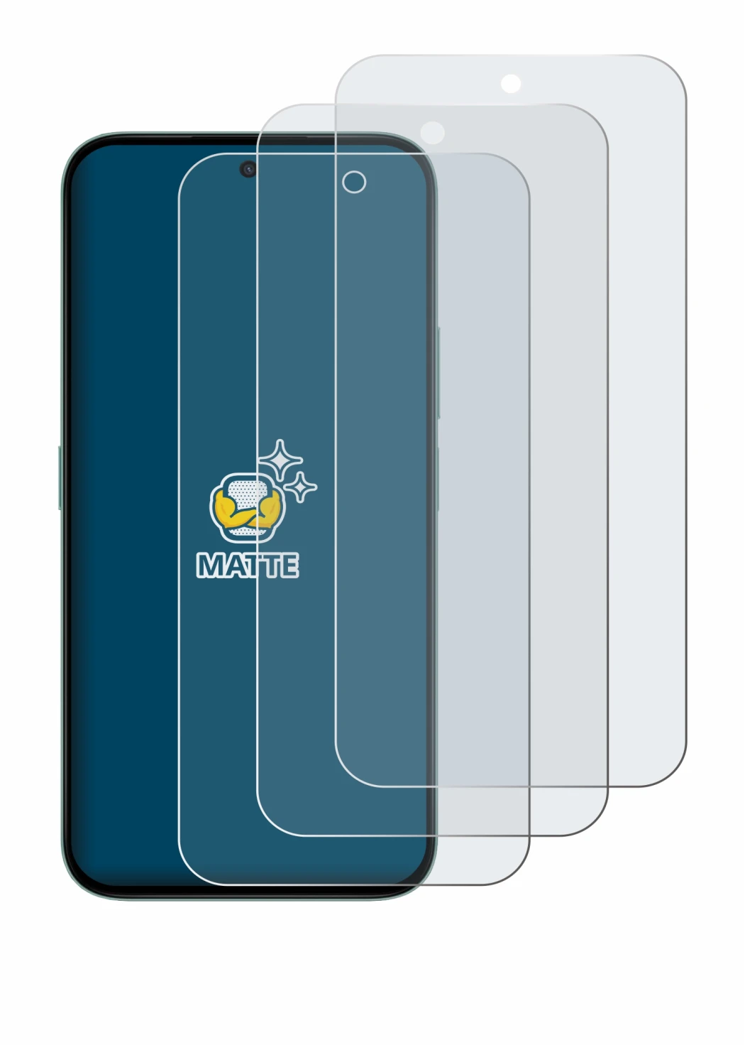 Image of the device Honor X6c with a wide variety of screen protectors.
