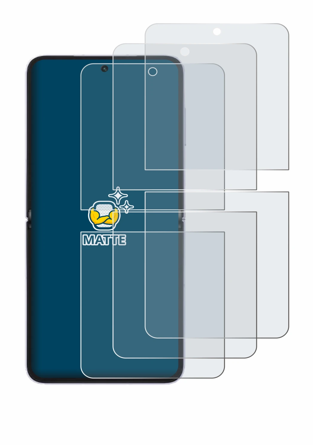 Image of the device Honor Magic V Flip 2 with a wide variety of screen protectors.