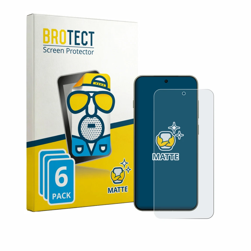 Front side of a product packaging with the brand logo BROTECT. Next to it is the device OnePlus 13s shown with the correspondi