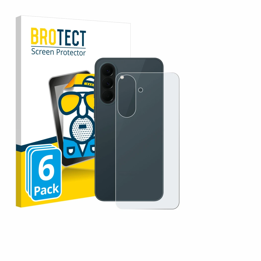 Front side of a product packaging with the brand logo BROTECT. Next to it is the device Samsung Galaxy A37 5G (Back) shown wit
