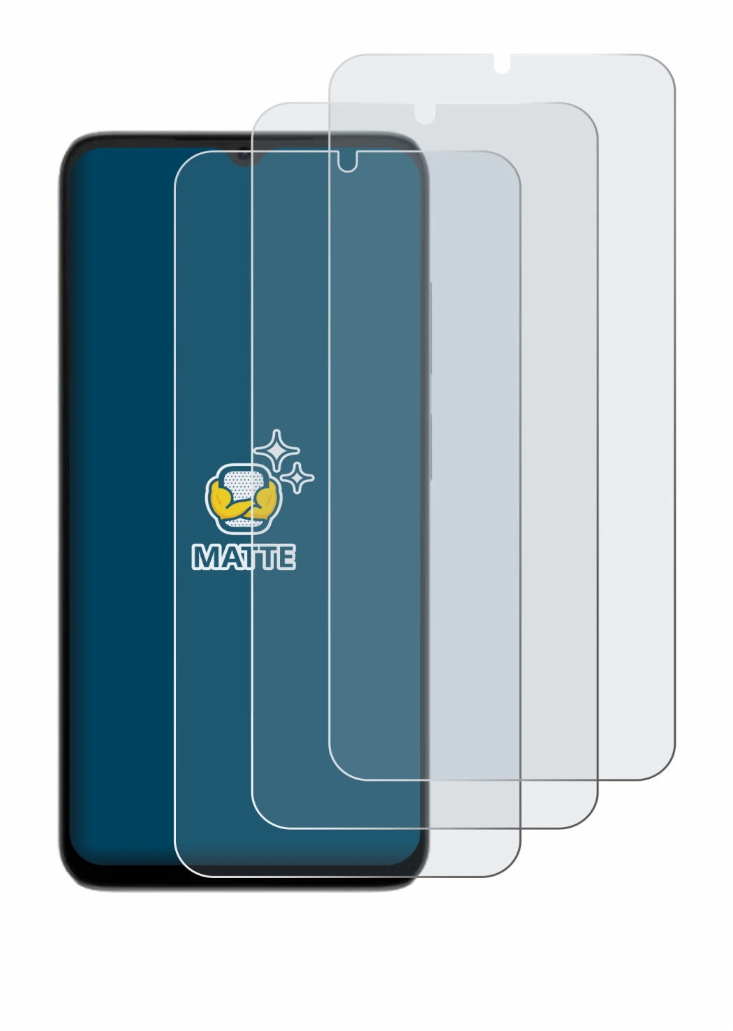 Image of the device Doogee Note 56X Pro with a wide variety of screen protectors.