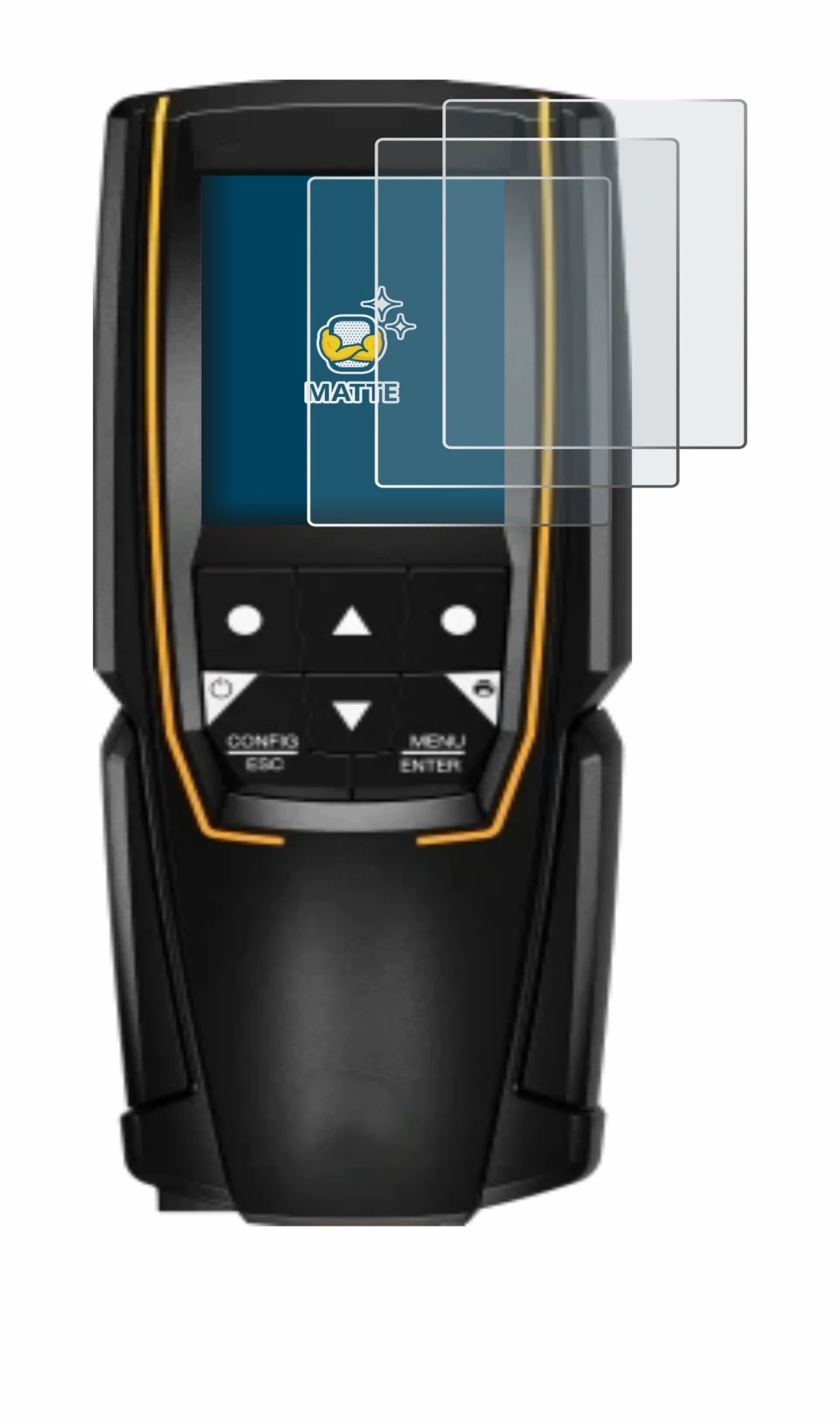 Image of the device Testo 310 (2nd Gen.) with a wide variety of screen protectors.
