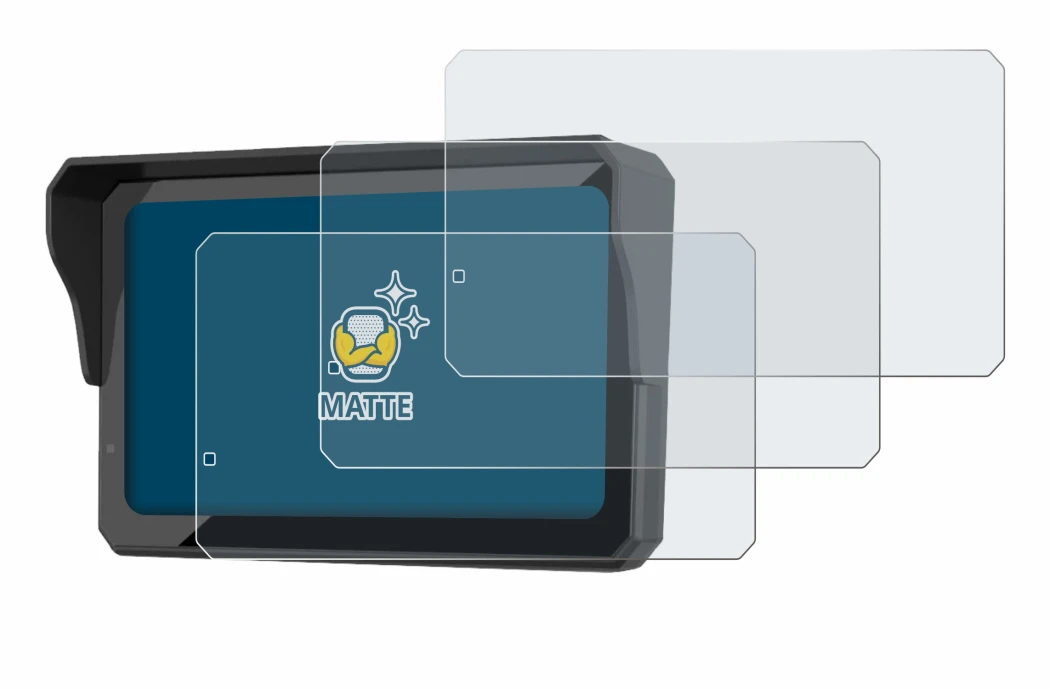 Image of the device Carpuride W602S Pro with a wide variety of screen protectors.