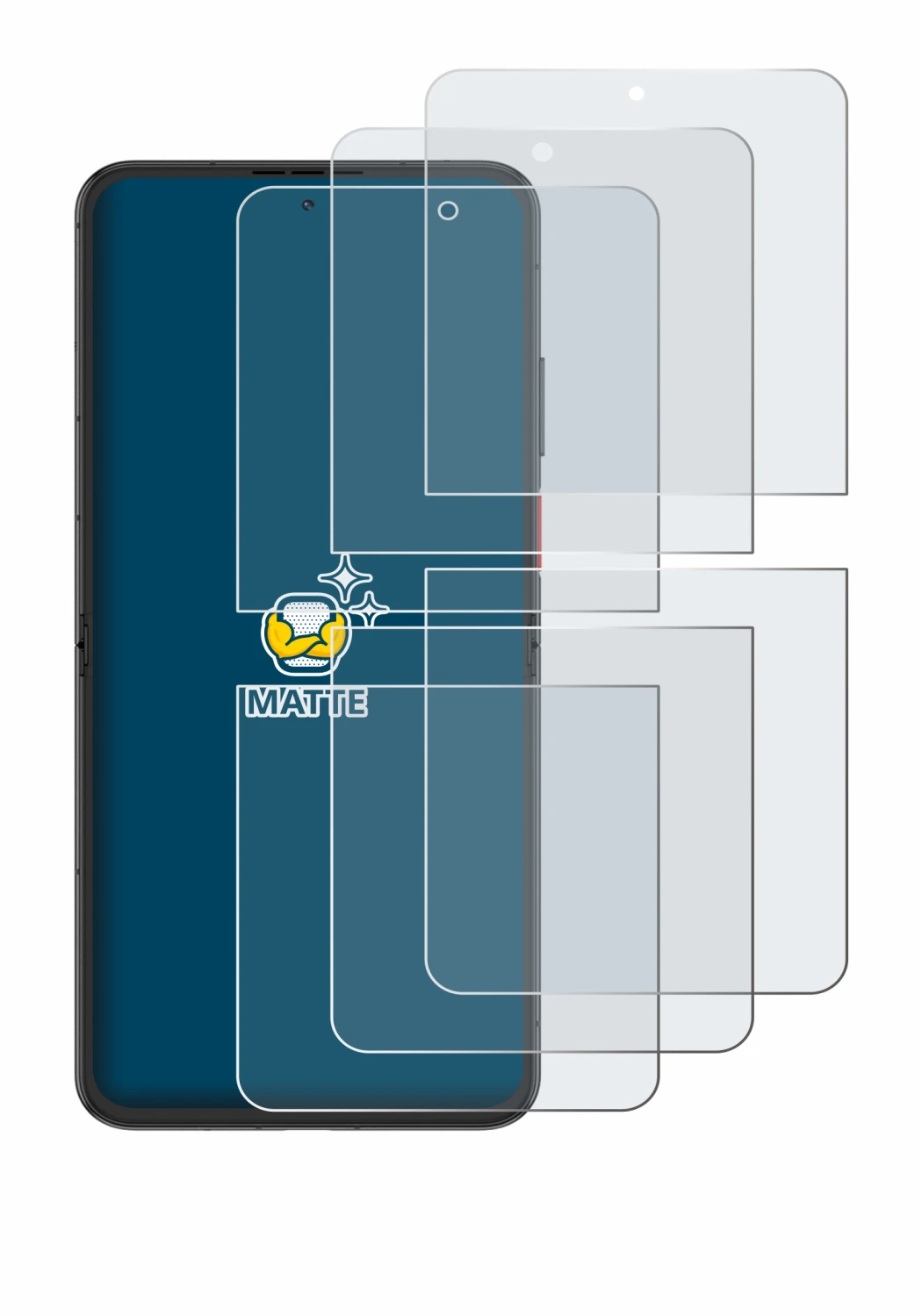 Image of the device Nubia Flip 2 with a wide variety of screen protectors.