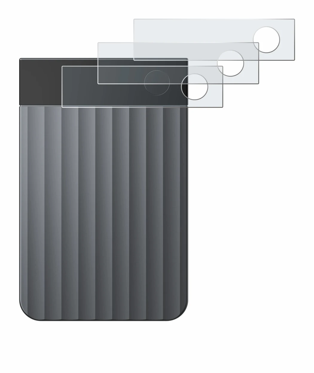 Image of the device PLAUD Note Pro with a wide variety of screen protectors.