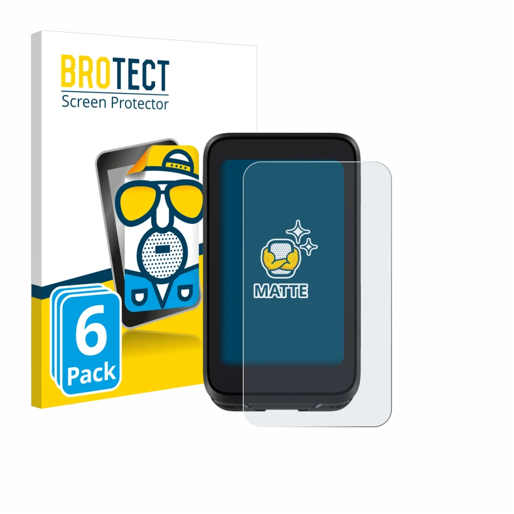 Front side of a product packaging with the brand logo BROTECT. Next to it is the device igpsport BiNavi Air shown with the cor