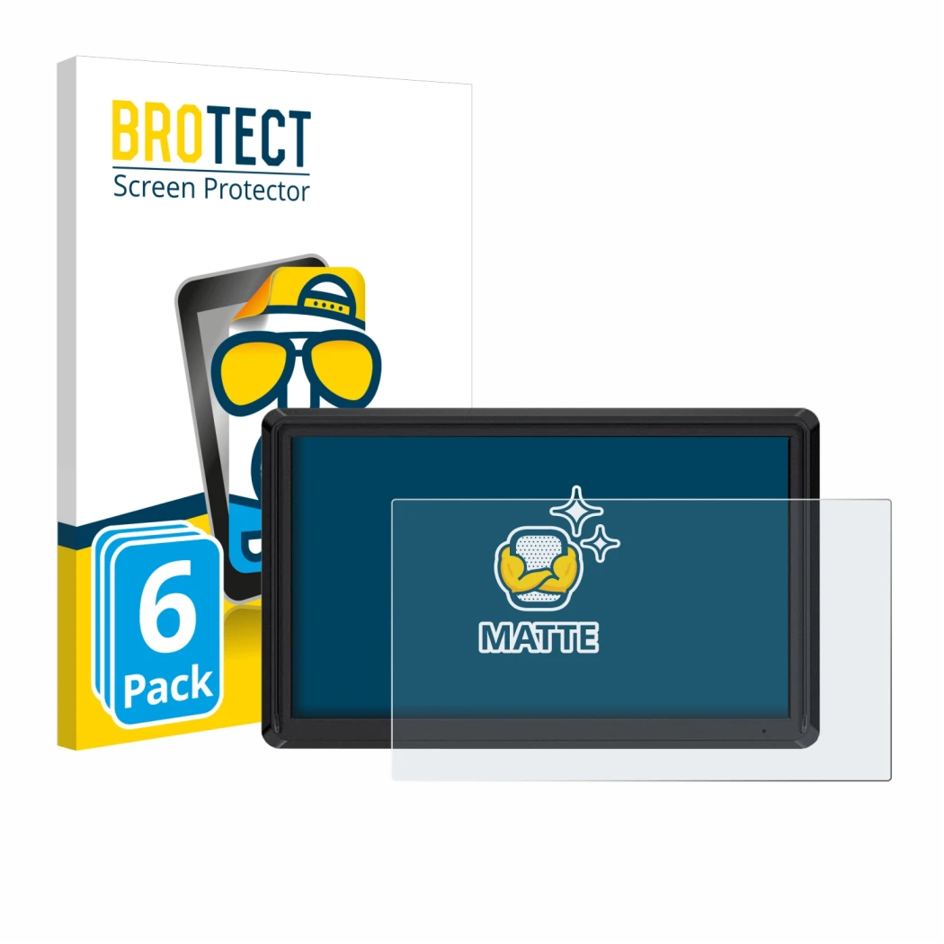 Front side of a product packaging with the brand logo BROTECT. Next to it is the device Feelworld FW568 V3 6