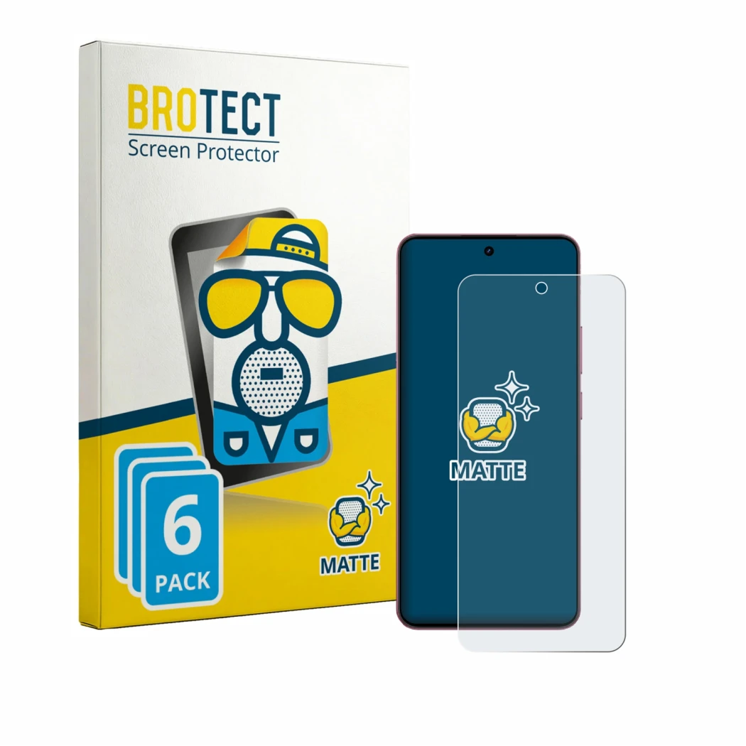 Front side of a product packaging with the brand logo BROTECT. Next to it is the device realme P4 Lite shown with the correspo