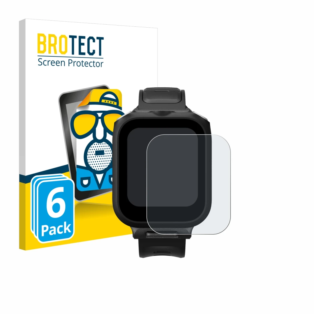 Front side of a product packaging with the brand logo BROTECT. Next to it is the device Insta360 GPS preview remote Built-In M