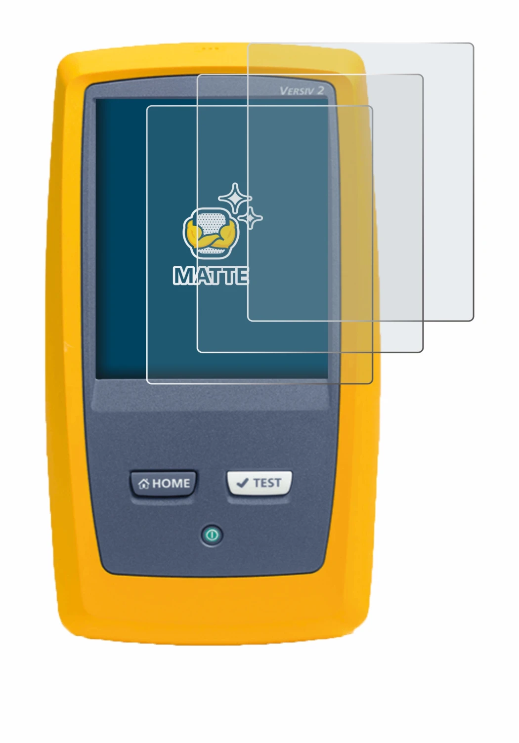 Image of the device Fluke DSX8000 with a wide variety of screen protectors.