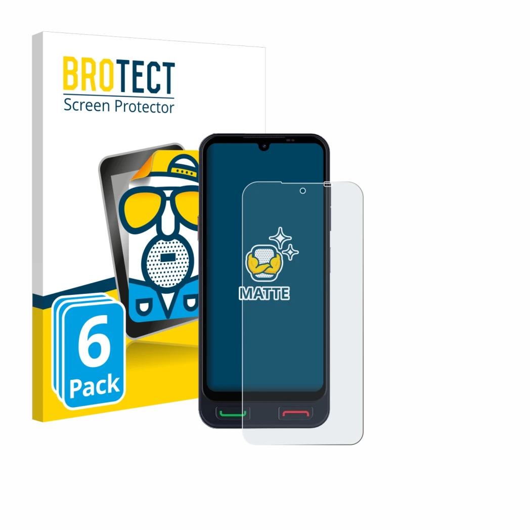 Front side of a product packaging with the brand logo BROTECT. Next to it is the device SPC Zeus 2 Pro shown with the correspo