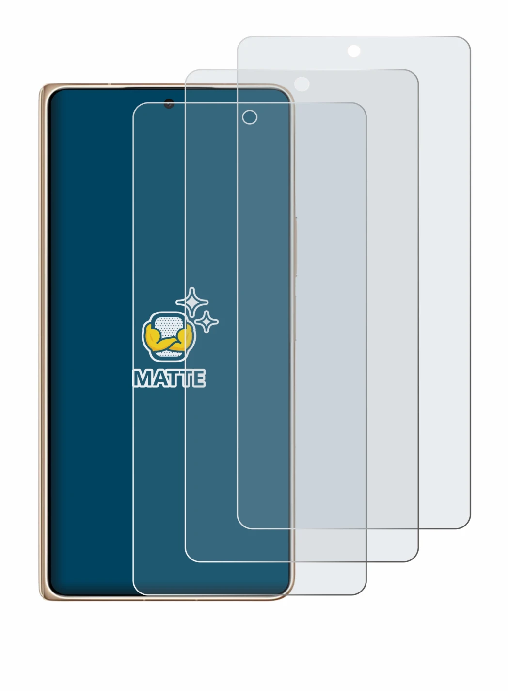 Image of the device Honor Magic V6 with a wide variety of screen protectors.