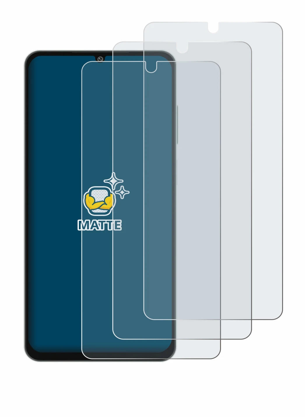 Image of the device Samsung Galaxy M06 with a wide variety of screen protectors.