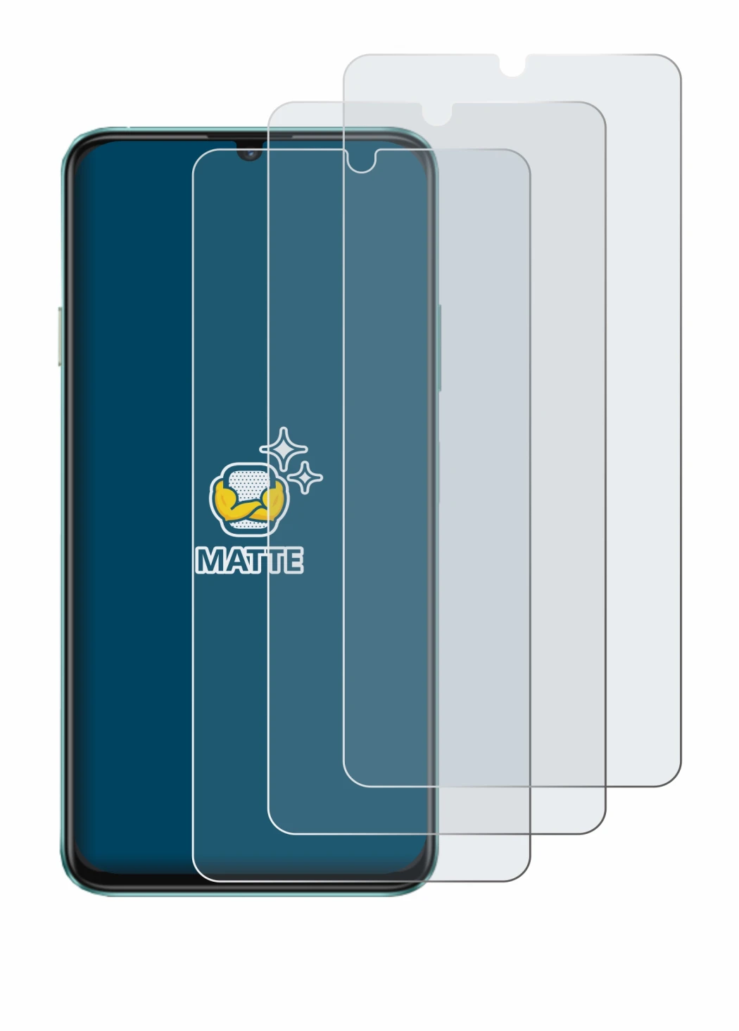 Image of the device Huawei Enjoy 70 with a wide variety of screen protectors.