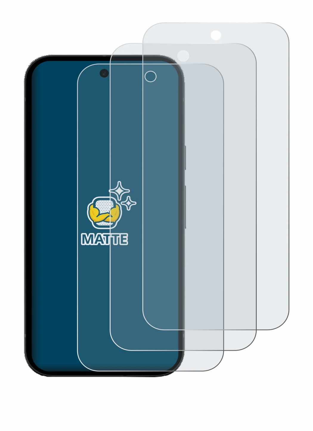 Image of the device Google Pixel 10a (case-friendly) with a wide variety of screen protectors.