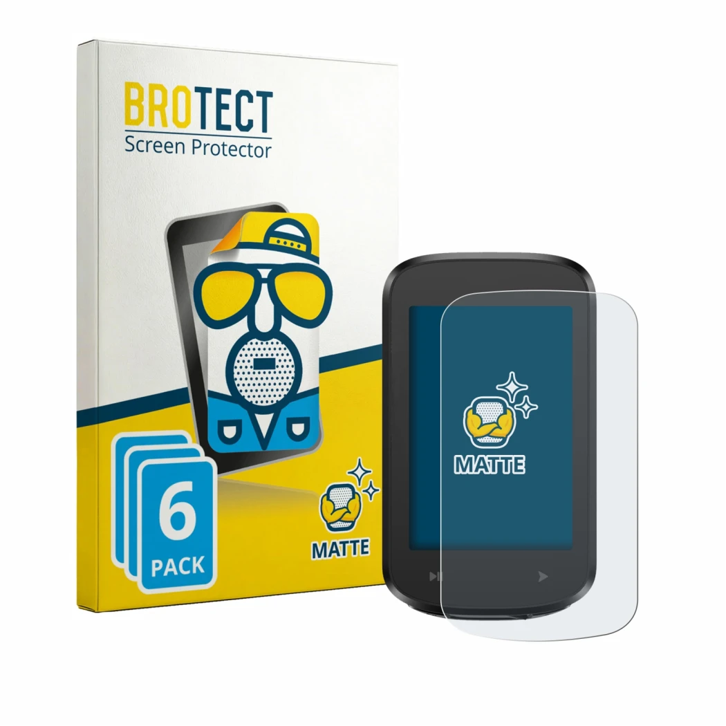 Front side of a product packaging with the brand logo BROTECT. Next to it is the device iGPSPORT BSC100MAX shown with the corr