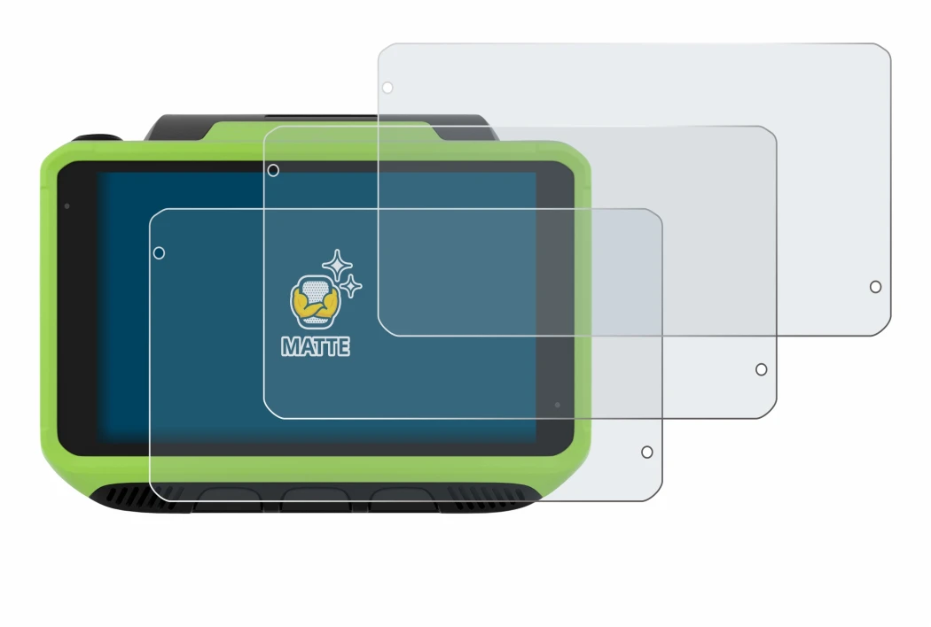 Image of the device Zebra WT6400 with a wide variety of screen protectors.