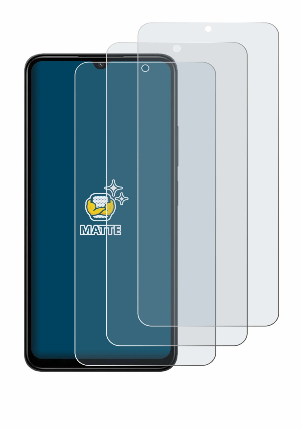 Image of the device Xiaomi Redmi A3 Pro with a wide variety of screen protectors.