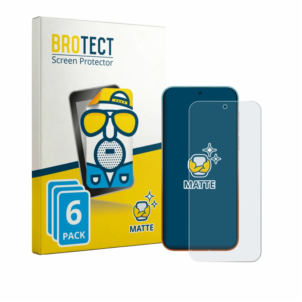 Front side of a product packaging with the brand logo BROTECT. Next to it is the device Huawei Pura 90 Pro Max shown with the