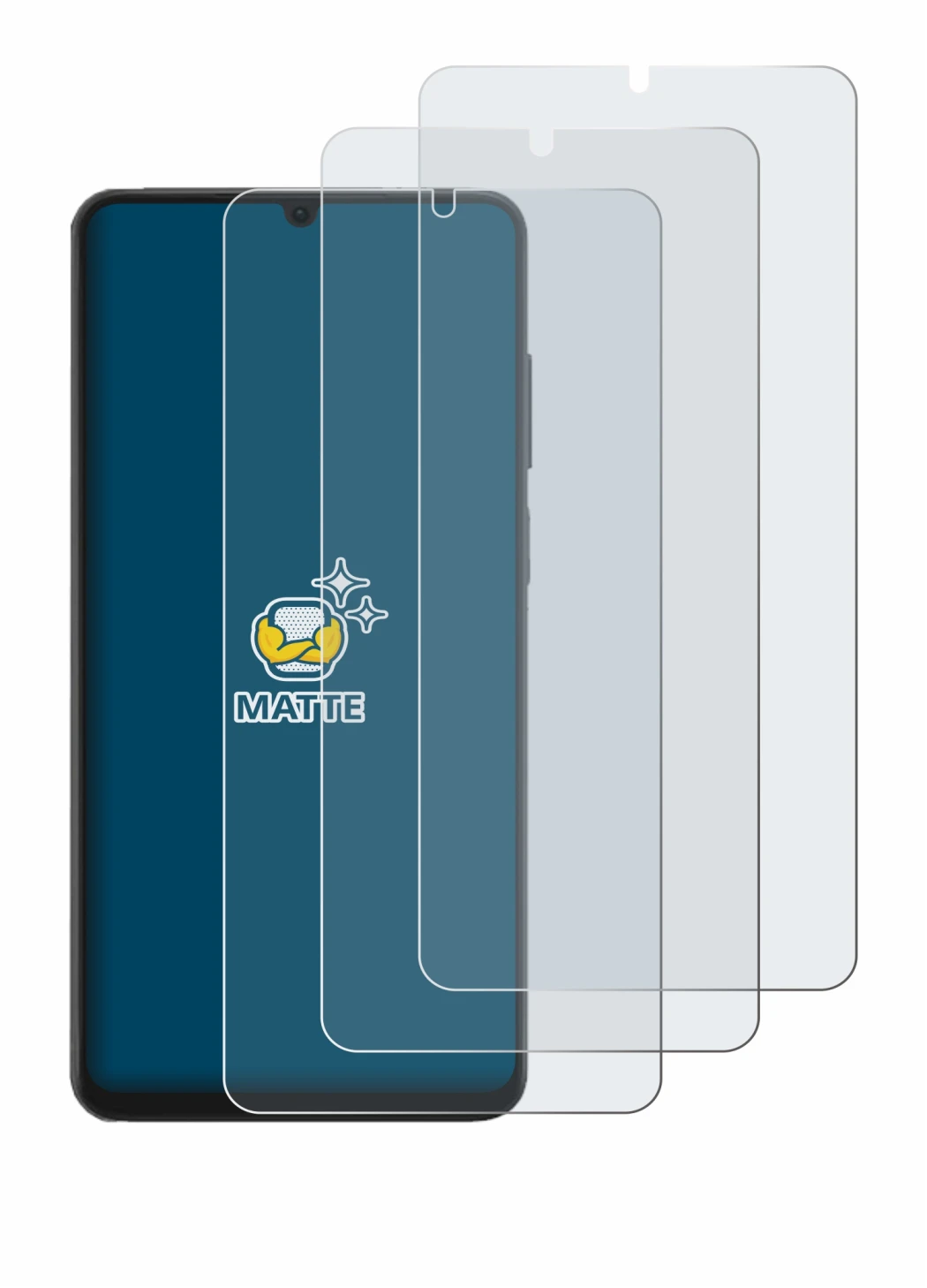 Image of the device Honor X6d with a wide variety of screen protectors.