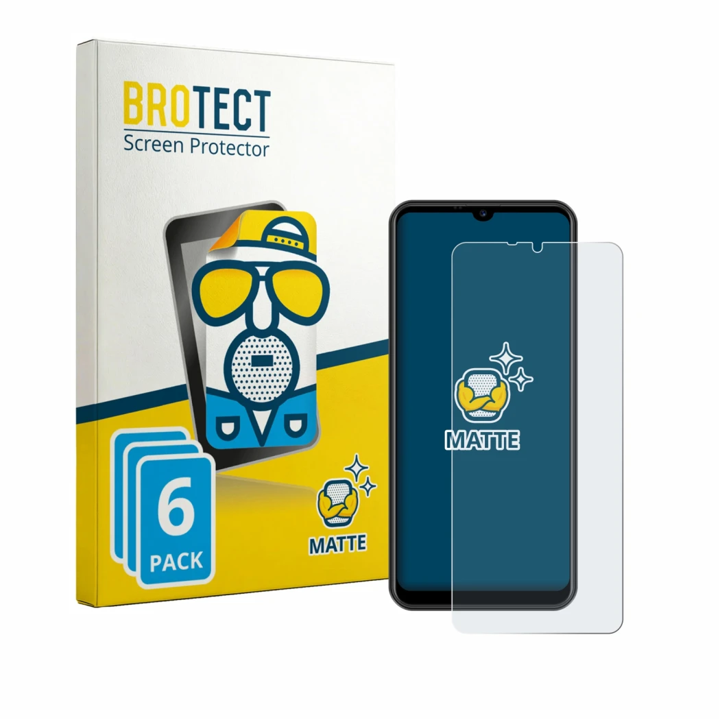 Front side of a product packaging with the brand logo BROTECT. Next to it is the device Invens NOTE TK02 shown with the corres