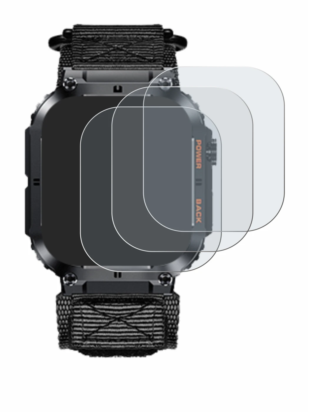 Image of the device Megalith K57PRO with a wide variety of screen protectors.