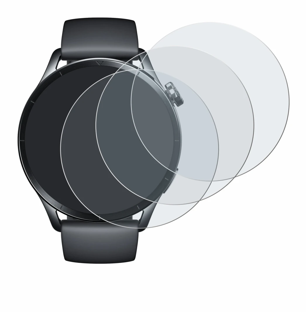 Image of the device Xiaomi Watch S5 with a wide variety of screen protectors.