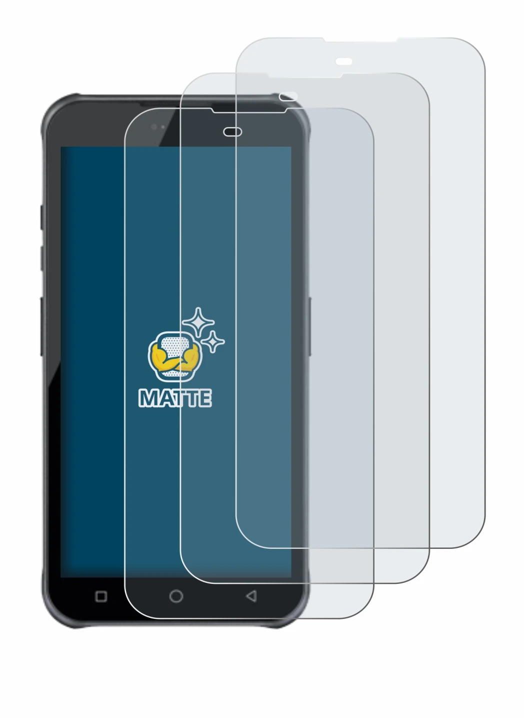 Image of the device Bluebird VF550 with a wide variety of screen protectors.
