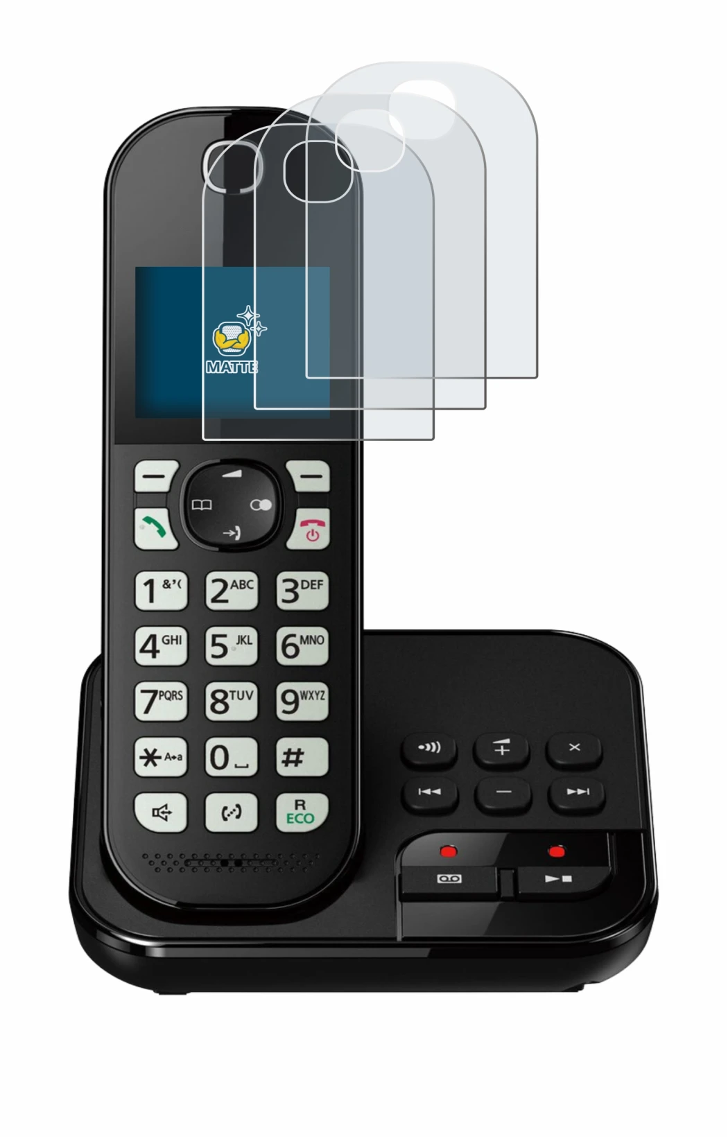 Image of the device Panasonic KX-TGC422 with a wide variety of screen protectors.