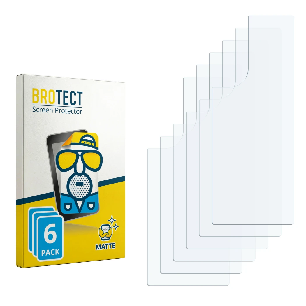 Front side of a product packaging with the brand logo BROTECT. Next to it is the corresponding screen protector.