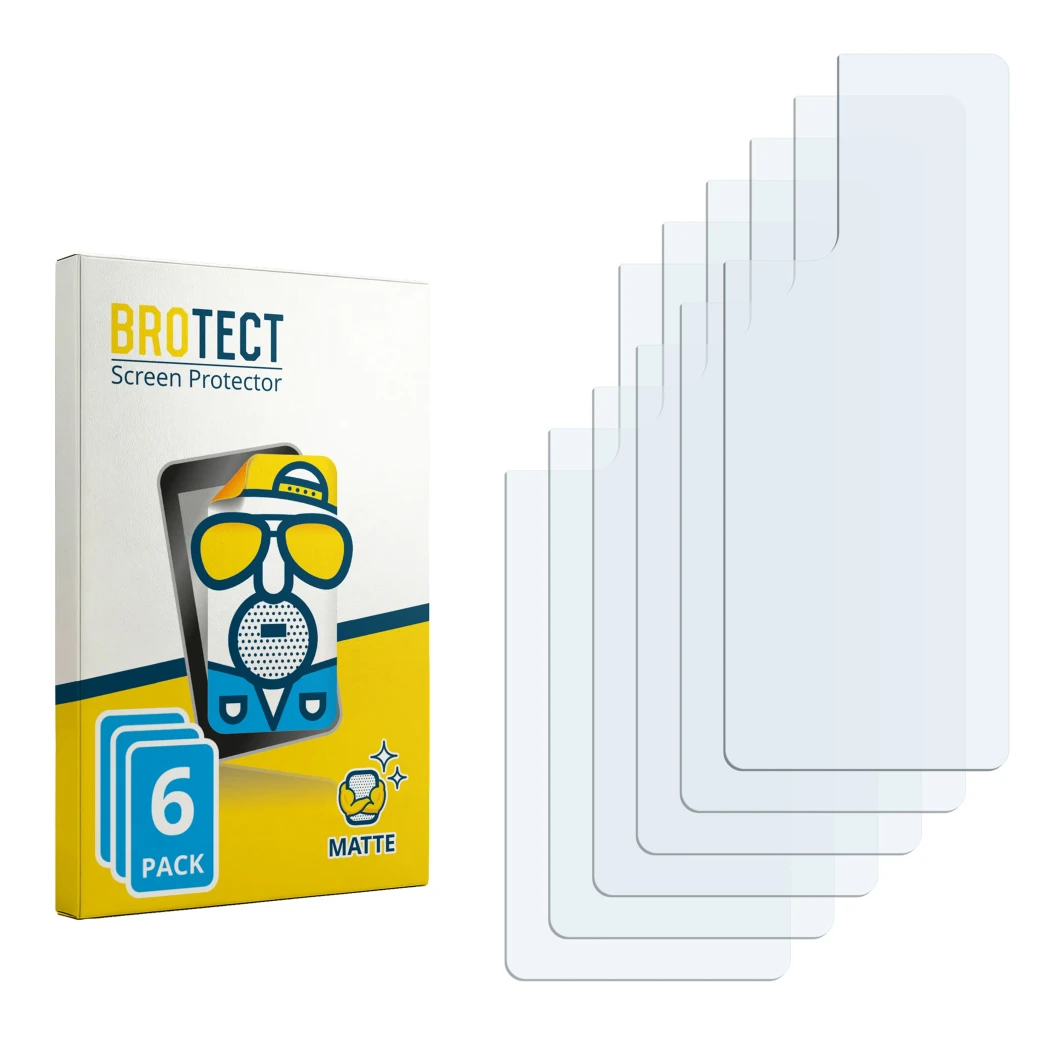 Front side of a product packaging with the brand logo BROTECT. Next to it is the corresponding screen protector.