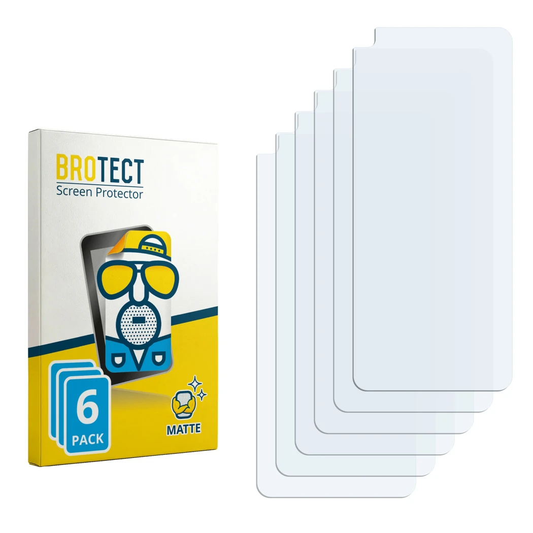 Front side of a product packaging with the brand logo BROTECT. Next to it is the corresponding screen protector.