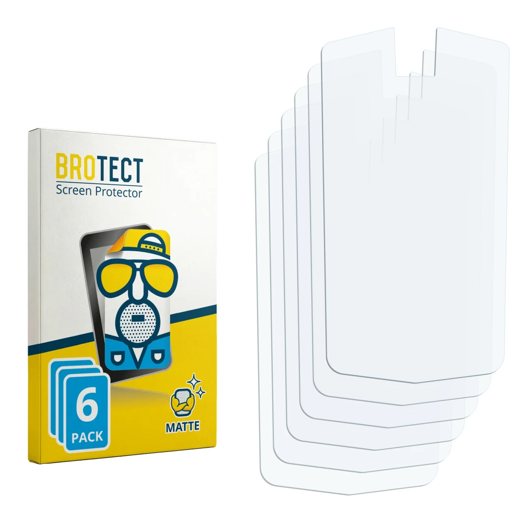 Front side of a product packaging with the brand logo BROTECT. Next to it is the corresponding screen protector.