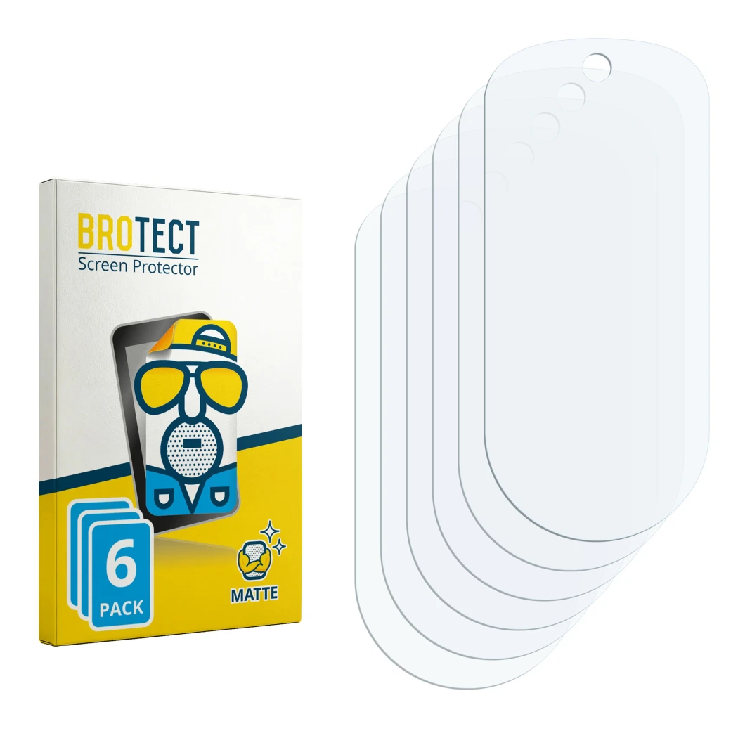 Front side of a product packaging with the brand logo BROTECT. Next to it is the corresponding screen protector.